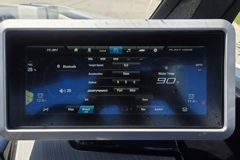 Slide: The Image of Touchscreen display of 2023 Yamaha Boats 222XD showing boat controls and settings. - 18