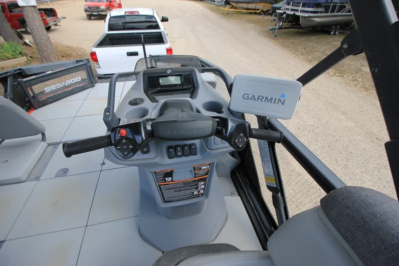 Slide: The Image of 2022 Sea-Doo Switch Sport 18 dashboard with Garmin navigation system. - 15