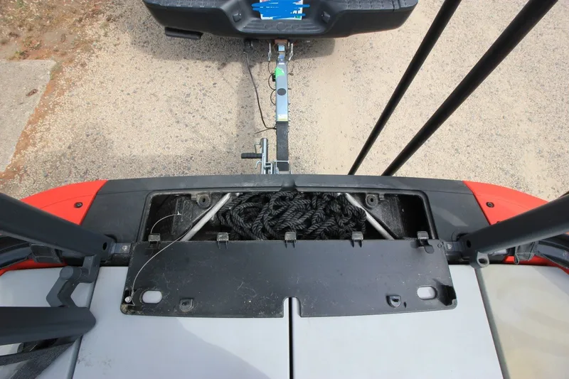 Slide: The Image of 2022 Sea-Doo Switch Sport 18 trailer hitch and storage compartment view. - 20