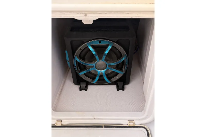Slide: The Image of Speaker system inside 2006 Donzi 38 ZFX Cuddy boat compartment. - 41