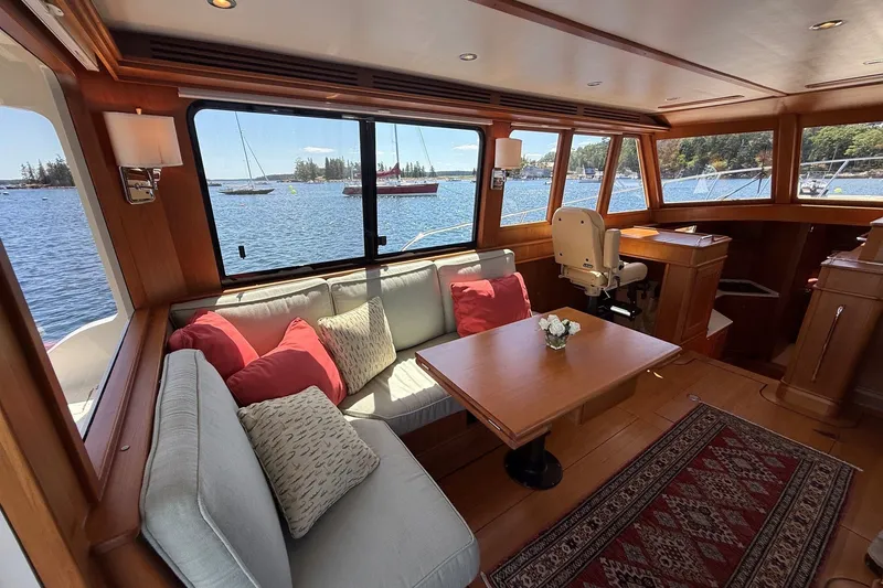 Slide: The Image of Luxurious interior of 2013 York's Marine 46 Flybridge Cruiser with scenic water views. - 33