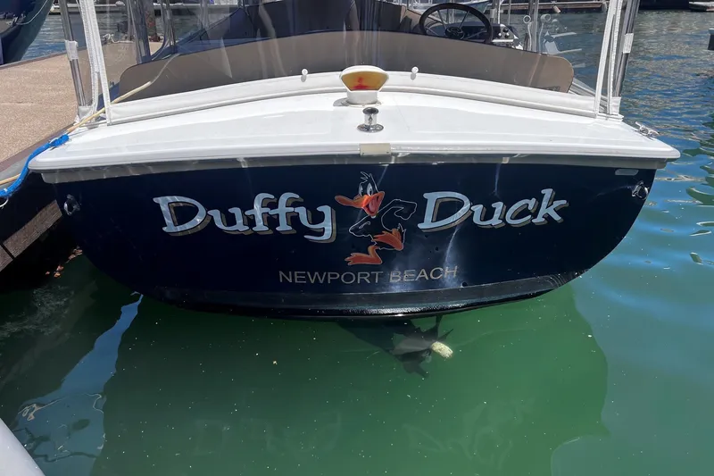 Slide: The Image of Electric boat "Duffy Duck" docked in Newport Beach, 2007 Duffy 21 Old Bay model. - 3