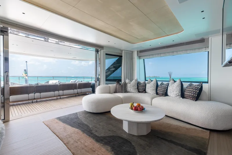 Slide: The Image of Luxurious interior of 2023 Benetti Oasis 34 yacht with ocean view. - 31