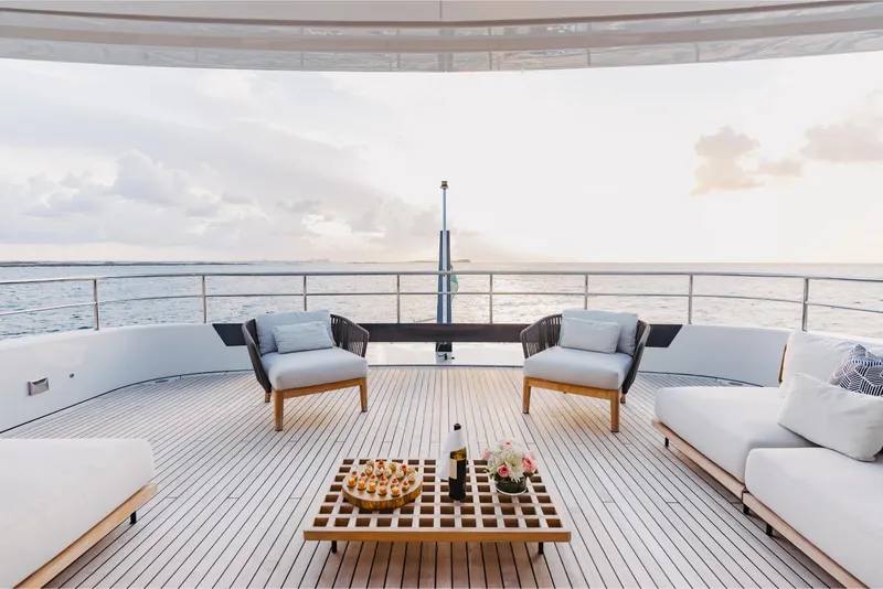 Slide: The Image of Luxurious deck of 2023 Benetti Oasis 34 yacht with ocean view and elegant seating. - 29