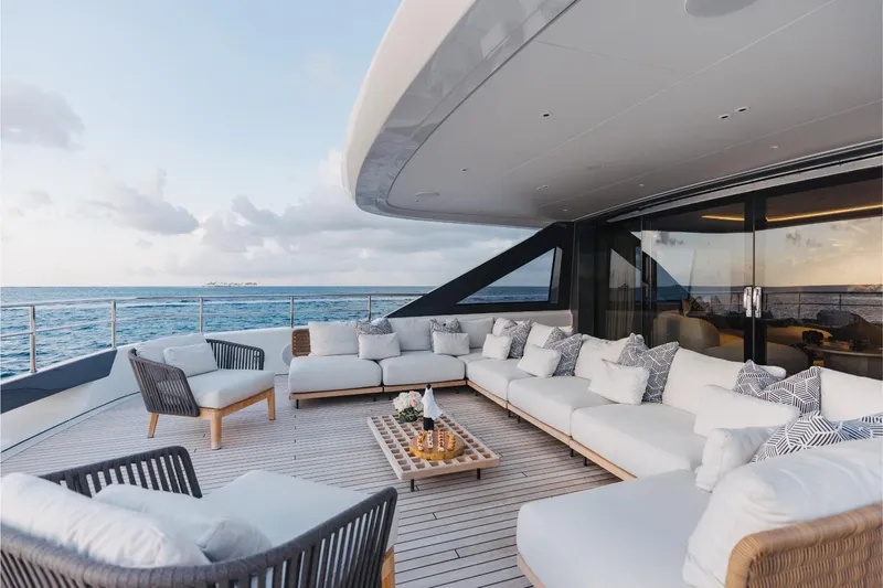 Slide: The Image of Luxurious deck of 2023 Benetti Oasis 34 yacht with ocean view. - 28