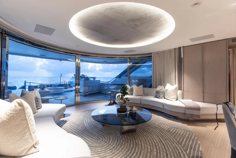 Slide: The Image of Luxurious interior of 2023 Benetti Oasis 34 yacht with ocean view and modern furnishings. - 13