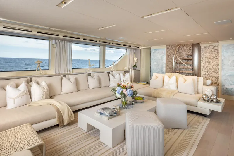 Slide: The Image of Luxurious interior of 2019 Sanlorenzo SD112 yacht with elegant seating and ocean view. - 24