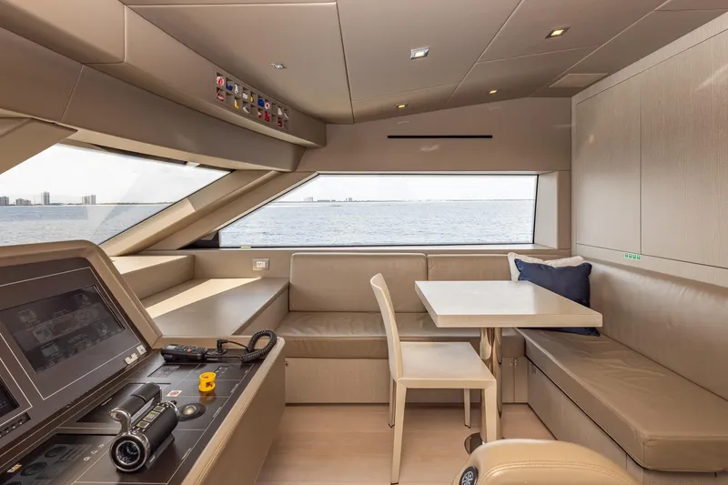 Slide: The Image of Luxurious interior of 2019 Sanlorenzo SD112 yacht with ocean view and modern seating area. - 20