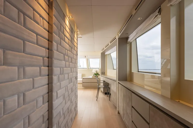 Slide: The Image of Luxurious interior of 2019 Sanlorenzo SD112 yacht with modern design and large windows. - 32