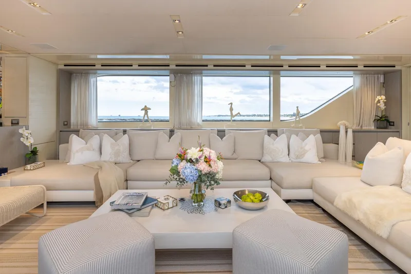Slide: The Image of Luxurious interior of 2019 Sanlorenzo SD112 yacht with elegant seating and ocean view. - 26