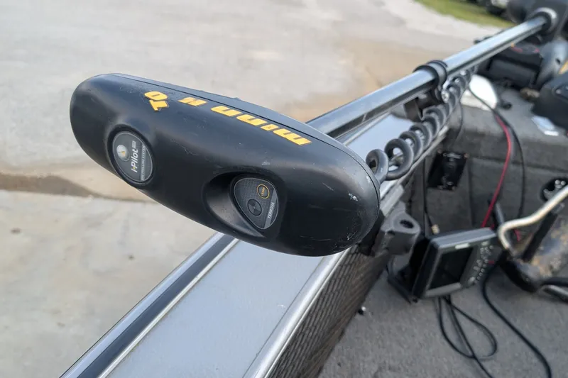 Slide: The Image of Close-up of a Minn Kota trolling motor on a 2012 Lund 1875 Pro-V IFS boat. - 9