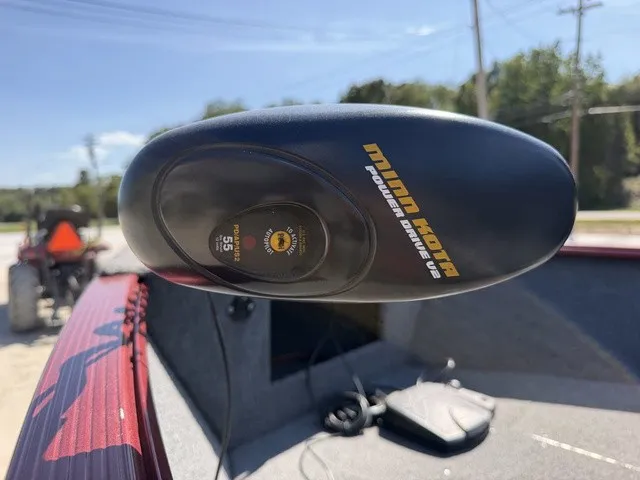 Slide: The Image of Close-up of a Minn Kota Power Drive V2 motor on a Lund 1625 REBEL XL boat. - 10