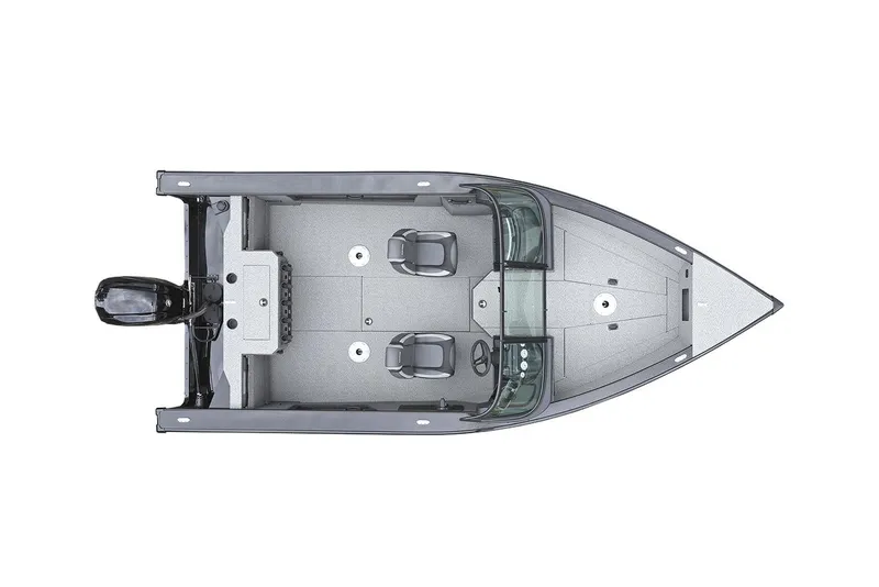 Slide: The Image of Manufacturer Provided Image: Top view of 2024 Lund 1875 Fisherman boat with dual seats and outboard motor. - 18