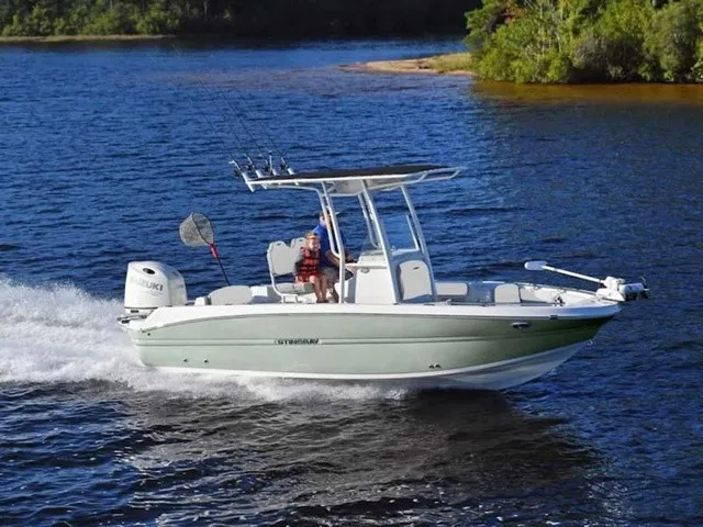 Slide: The Image of A modern 2027 Stingray 20 CC speeds along a river, surrounded by lush greenery. - 3