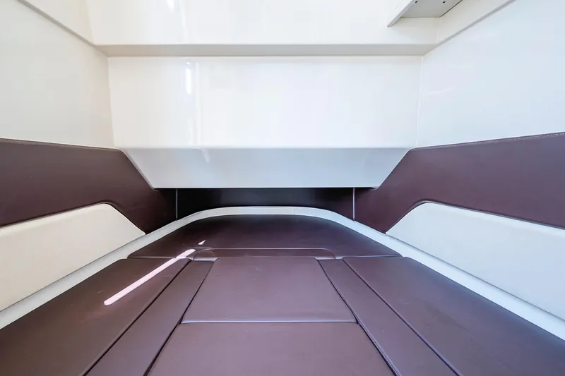 Slide: The Image of Interior cabin of 2021 Scout 330 LXF boat with sleek, modern design. - 20