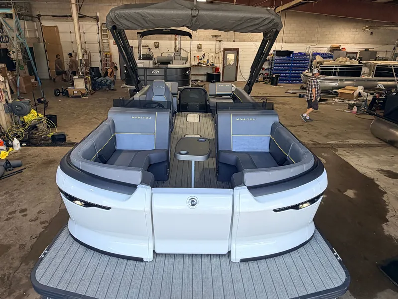 Slide: The Image of 2023 Manitou 22 Explore Tritoon with 150HP Rotax engine - 9