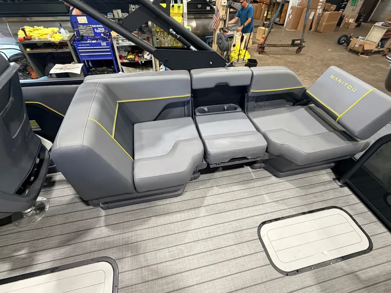 Slide: The Image of Gray seating on a 2023 Manitou 22 Explore Tritoon. - 41