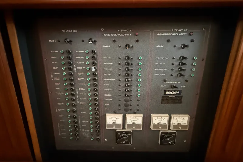 Slide: The Image of Electrical control panel on a 1989 Carver 3807 Aft Cabin Motor Yacht. - 60