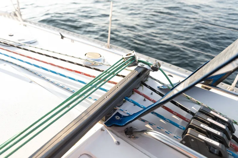 Slide: The Image of Sailing ropes and hardware on a 2000 Catalina 400 MkII yacht deck. - 17