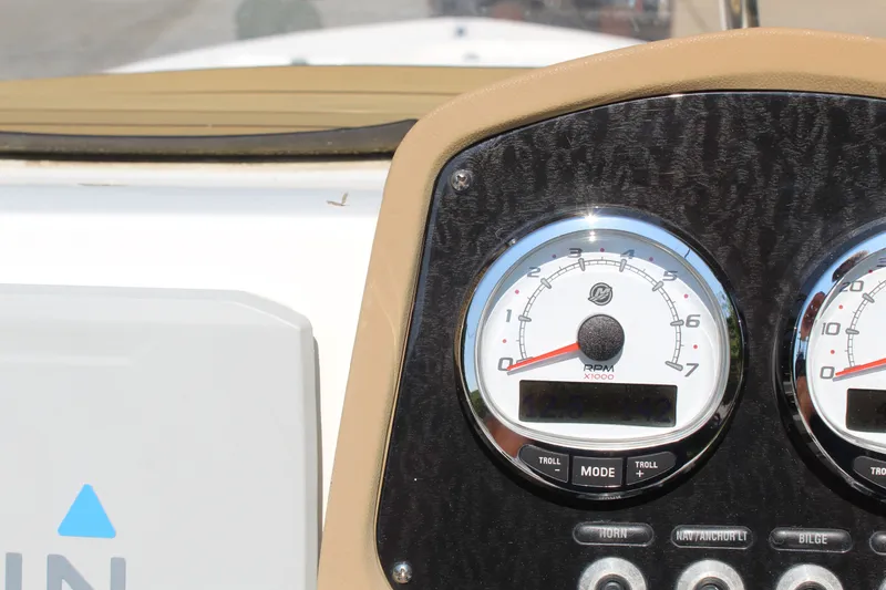 Slide: The Image of Close-up of a 2014 Sea Fox 240 Viper dashboard with gauges. - 16
