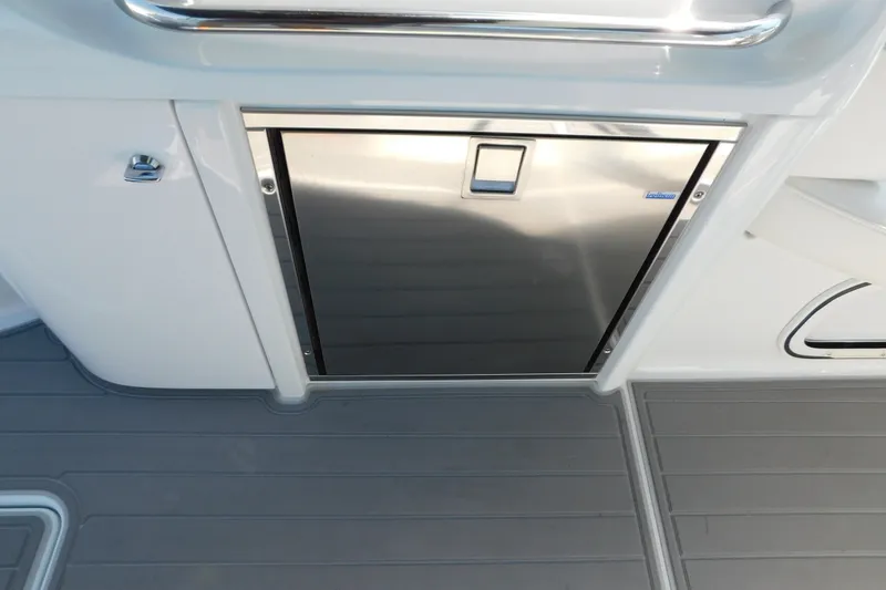 Slide: The Image of Stainless steel compartment on 2012 Formula 350 Sun Sport boat deck. - 25