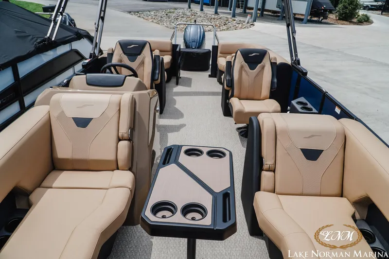 Slide: The Image of Luxurious interior of 2027 Evotti 523QL boat with beige seating and modern design. - 14