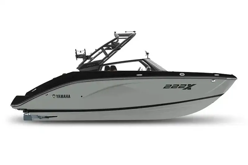 The Image of Manufacturer Provided Image: 2027 Yamaha Boats 222XD, sleek design, side view, black and gray color scheme. - 0