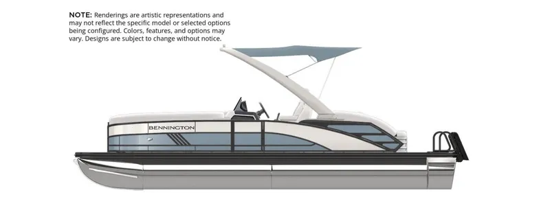 The Image of Bennington 24 MSB Sport 2027: Sleek pontoon boat with modern design and sunshade. - 1