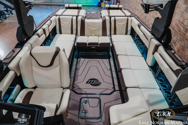 Slide: The Image of Luxurious interior of 2027 Malibu Wakesetter 25 LSV boat with spacious seating. - 25