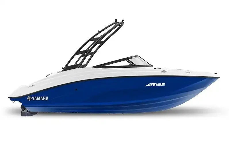 The Image of Manufacturer Provided Image: 2027 Yamaha Boats AR182, sleek blue and white design, side view. - 0