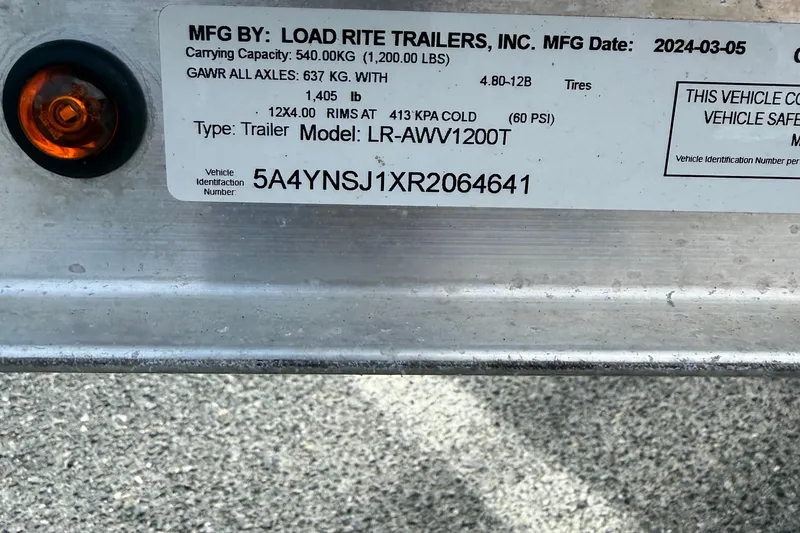 Slide: The Image of Label on Load Rite Trailers, Inc. with VIN, for 2024 Yamaha WaveRunner FX Cruiser HO. - 16