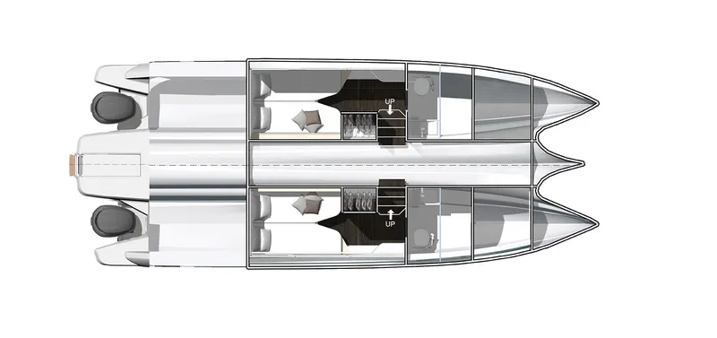 Slide: The Image of Top view of 2025 Four Winns TH36 boat layout, showcasing interior design and features. - 26