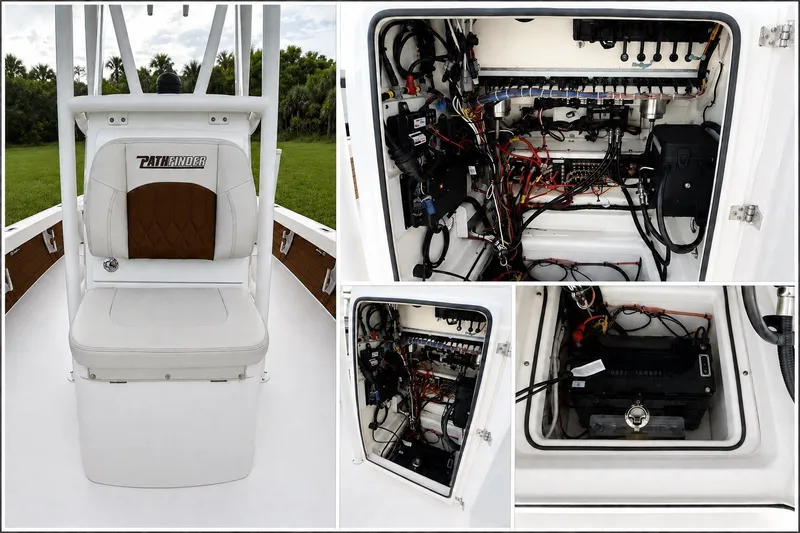 Slide: The Image of 2023 Pathfinder 2500 Hybrid boat interior and wiring details. - 28