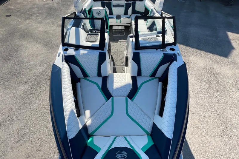 Slide: The Image of 2023 Tigé 21ZX boat interior with stylish seating and modern design. - 7