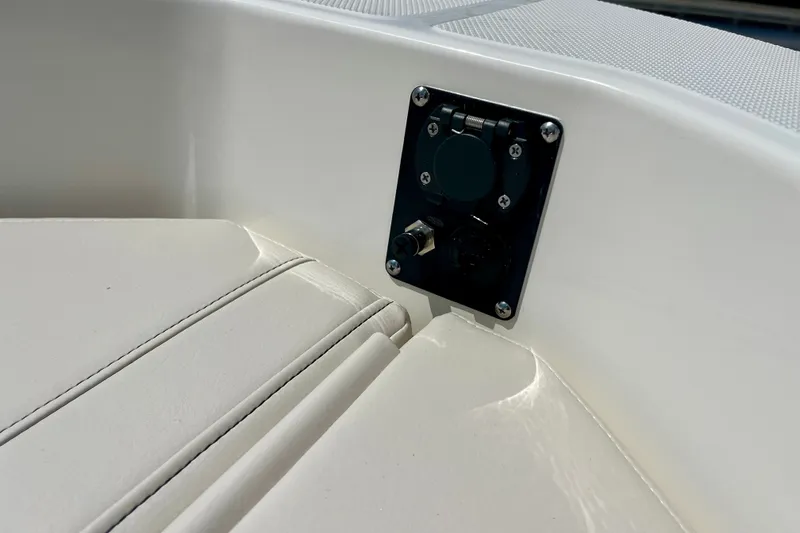 Slide: The Image of Close-up of a 2027 Boston Whaler 220 Dauntless boat interior detail. - 24