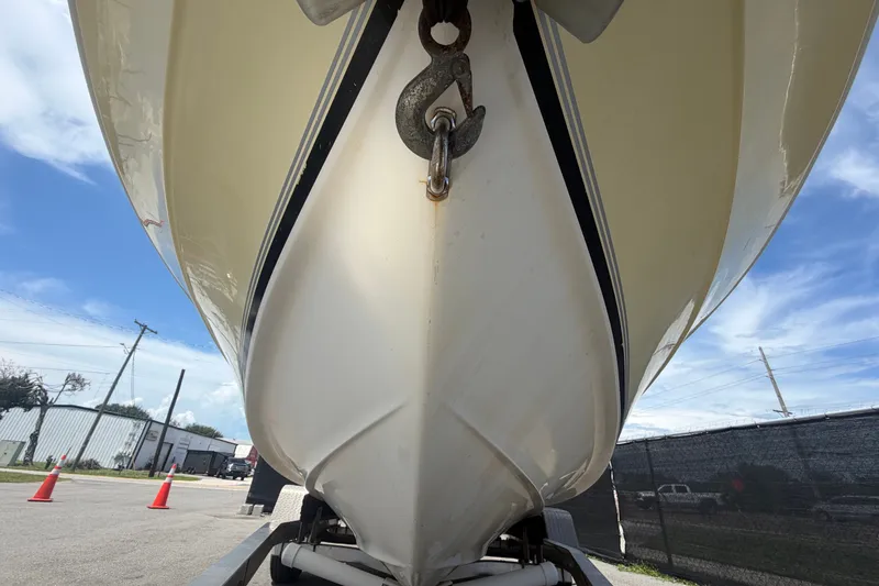 Slide: The Image of 2005 Sea Fox 197 Center Console boat on trailer, viewed from below. - 9