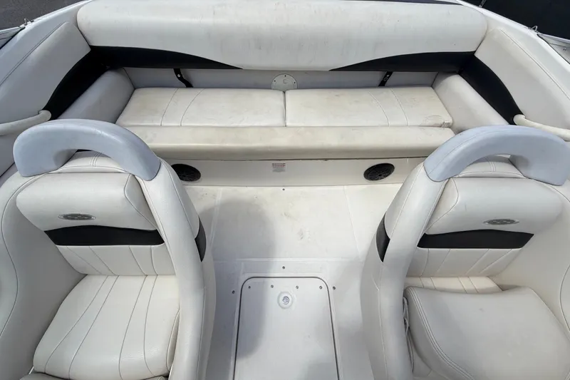Slide: The Image of Interior view of a 2003 Chaparral 183 SS with white leather seats. - 49