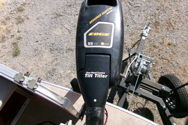 Slide: The Image of Minn Kota Edge trolling motor on 2017 Lowe Ultra 162 Fish & Cruise boat. - 8