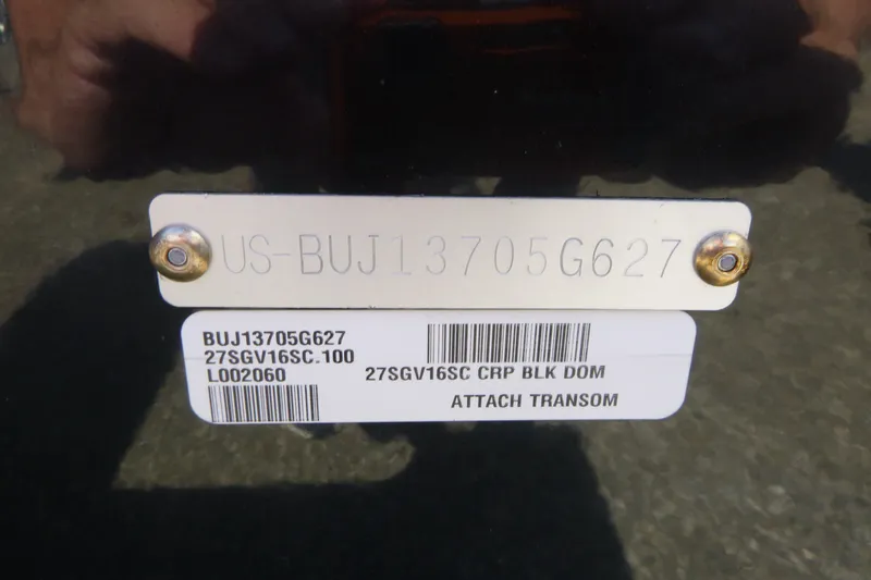 Slide: The Image of Hull identification number on Tracker Super Guide V-16 SC, 2027 model. - 15