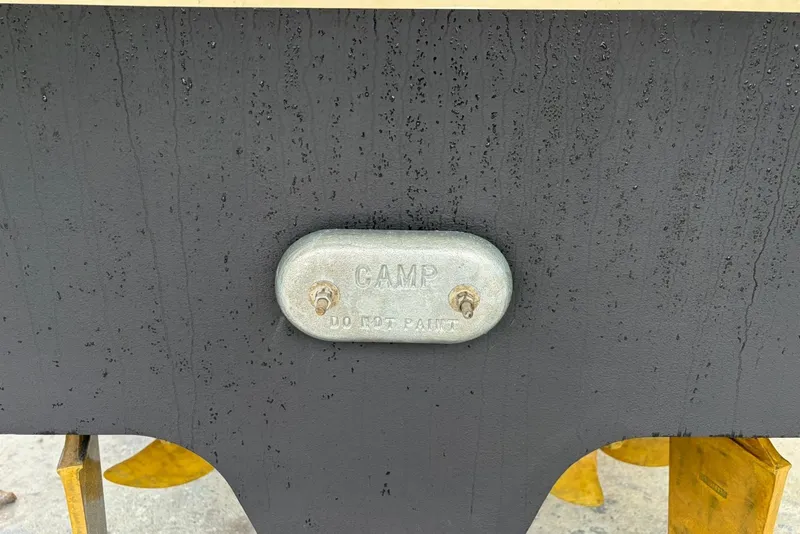 Slide: The Image of Anode on 2012 Sea Ray Sundancer 330 boat hull, labeled "CAMP DO NOT PAINT." - 35