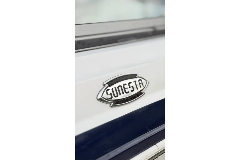 Slide: The Image of Close-up of Sunesta emblem on 2013 Chaparral 287 SSX boat. - 33