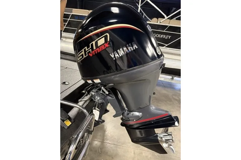 Slide: The Image of Yamaha SHO VMAX outboard motor on 2027 Xpress H20 Bay boat. - 6