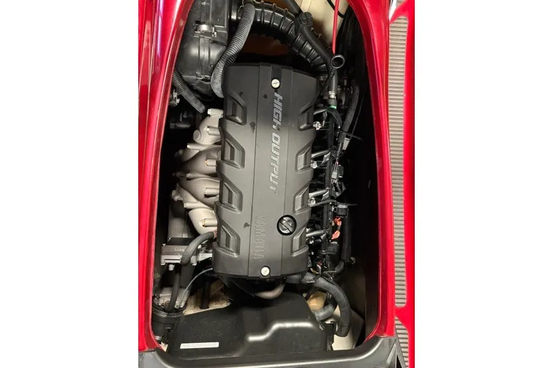 Slide: The Image of 2014 Yamaha WaveRunner FX Cruiser HO engine, high output, red exterior. - 13