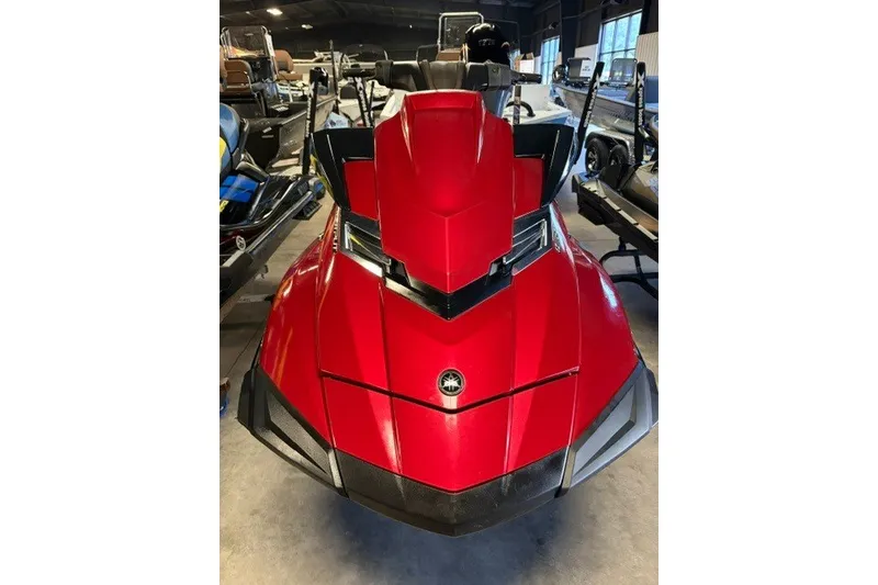 Slide: The Image of Red 2014 Yamaha WaveRunner FX Cruiser HO in a showroom setting. - 1