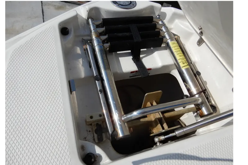 Slide: The Image of Stainless steel ladder compartment on a 2017 Chaparral 246 SSi boat. - 30