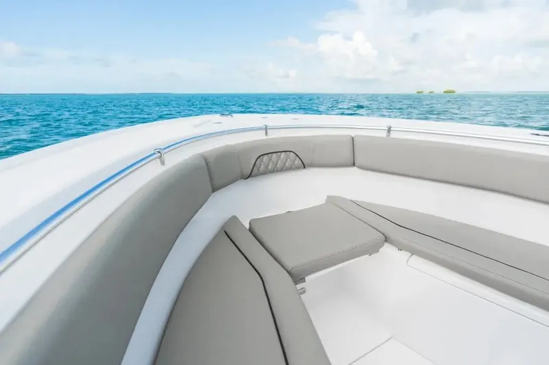 Slide: The Image of 2027 Sportsman Open 282 Center Console boat interior with ocean view. - 5