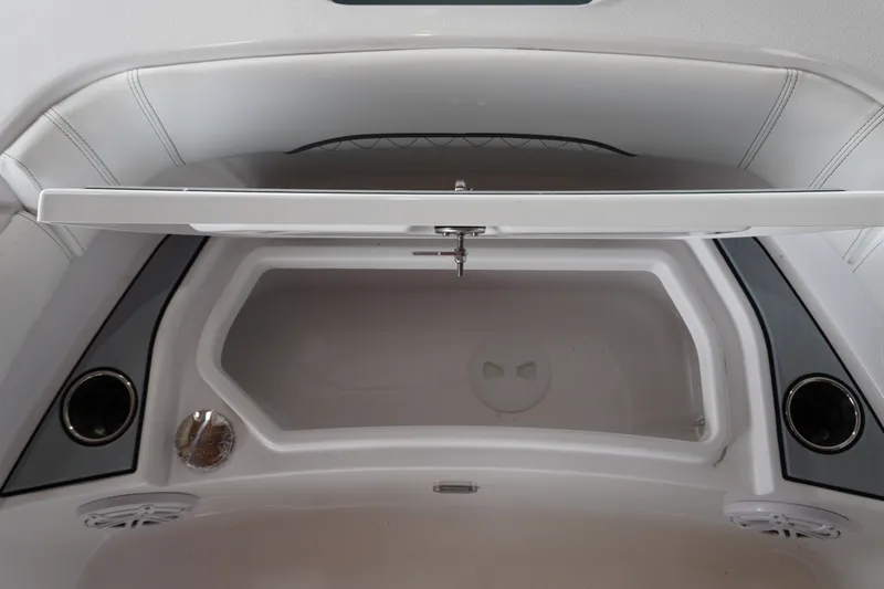 Slide: The Image of Interior view of 2027 Sportsman Masters 247OE Bay Boat storage compartment. - 14