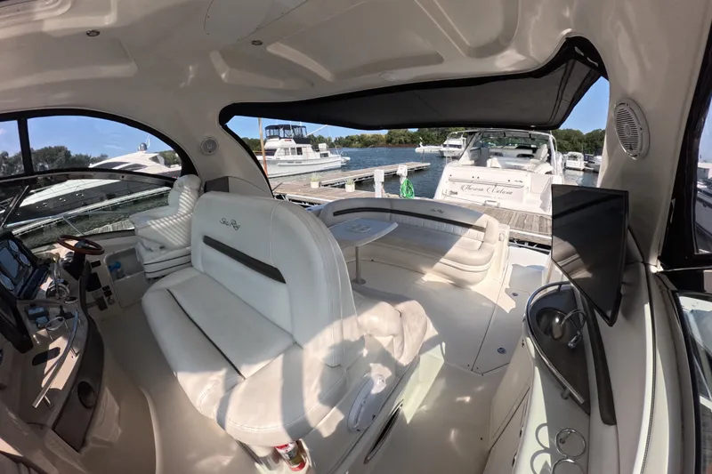 Slide: The Image of Interior of a 2007 Sea Ray 44 Sundancer yacht at a marina dock. - 10