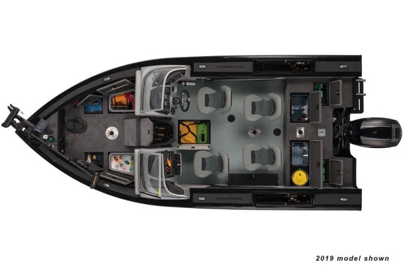 Slide: The Image of Das Bild zeigt das Layout eines Tracker Targa V-19 WT Tournament Edition Bootes mit mehreren Sitzen und Stauraum. - 21