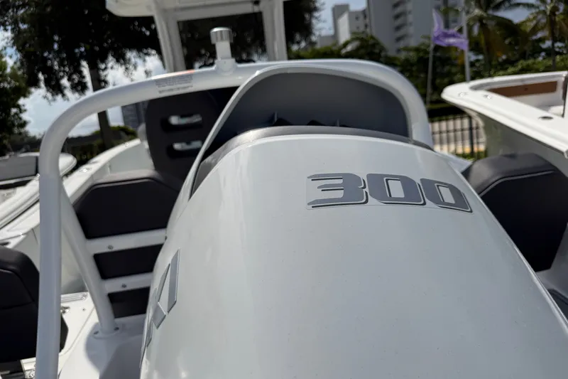 Slide: The Image of 2026 Sea Pro 245FLXR Sandbar boat with 300 horsepower engine, sleek design. - 37